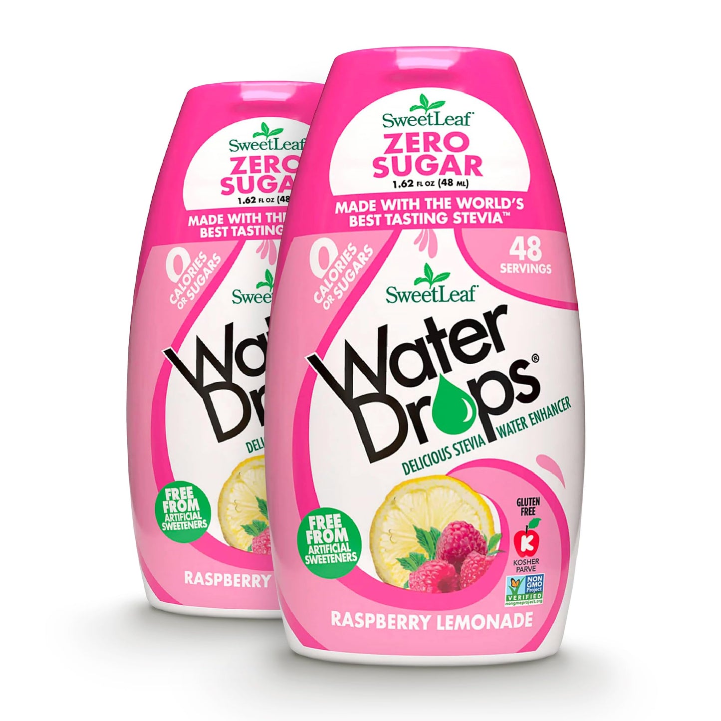 SweetLeaf Water Drops, Raspberry Lemonade – Sugar-Free Water Enhancer Drops, Stevia &amp;amp; Monk Fruit Sweetener Water Flavoring, 1.62 Fl Oz (Pack of 2)