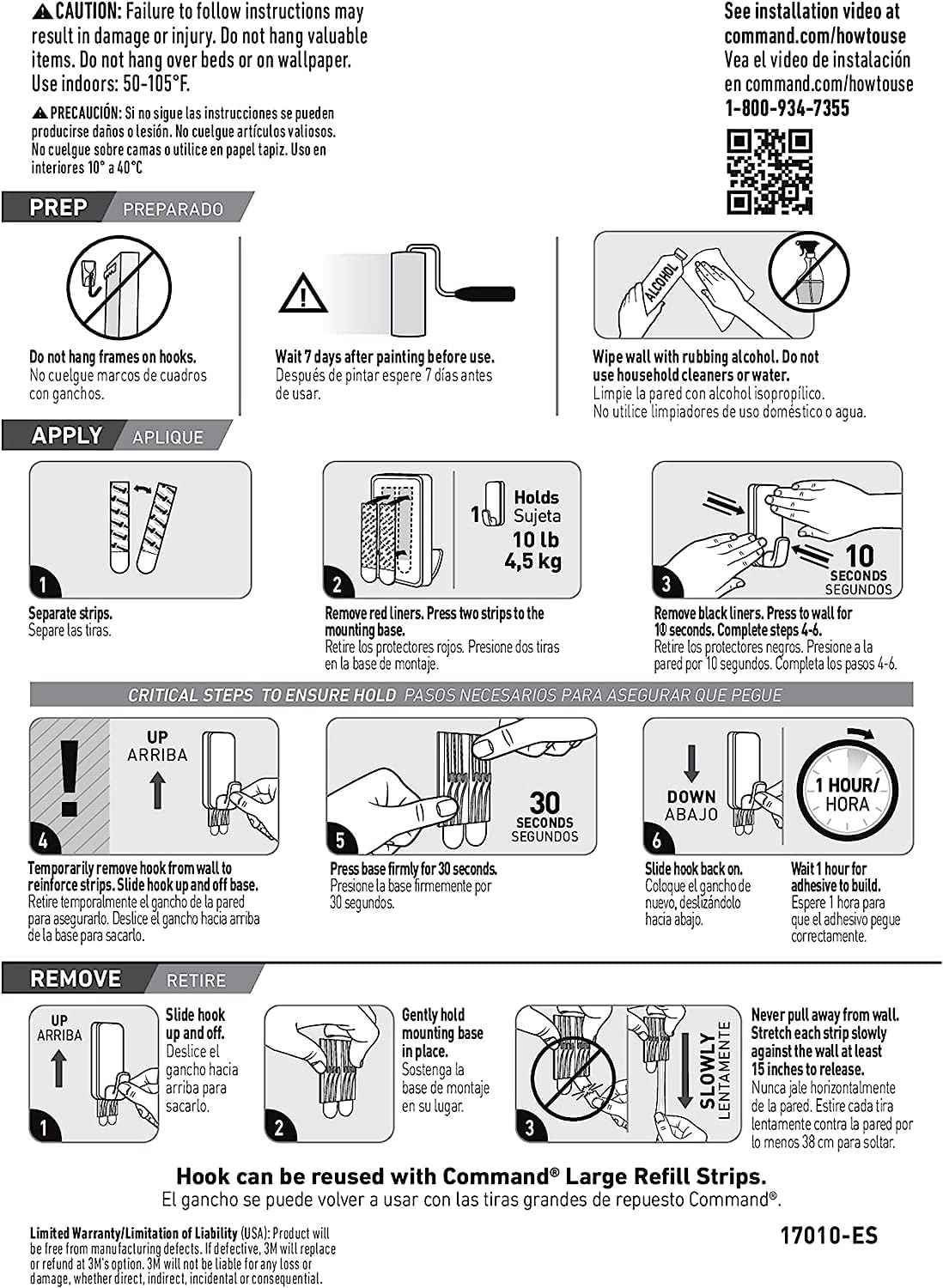 Command 10 lb XL Heavyweight Hook, 2 Wall Hooks and 6 Strips, Damage-Free Hanging with Adhesive, Heavy Duty Hanging Great for Organization and Storage
