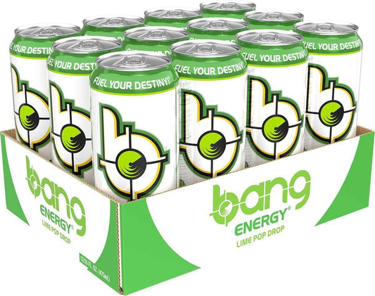 Bang Energy Lime Pop Drop, Sugar-Free Energy Drink, 16-Ounce (Pack of 12)