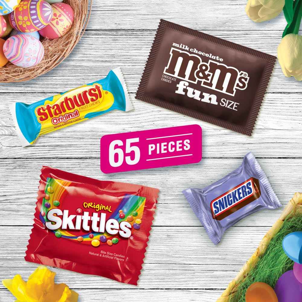 M&M'S, SKITTLES Original, SNICKERS, MILKY WAY & STARBURST Chocolate and Fruity Easter Candy for Easter Baskets and Eggs, 27.27 Ounce Bag