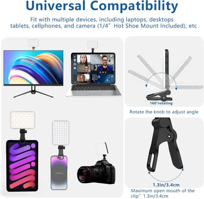 ALTSON_60_LED_Portable_Selfie_Light_Video_Conference_Lighting_with_Clip_&_Camera_Tripod_Adapter_Rechargeable_2200mAh_CRI_97+,_3_Light_Modes_for_Phone_iPhone_Webcam_Laptop_Photo_Makeup