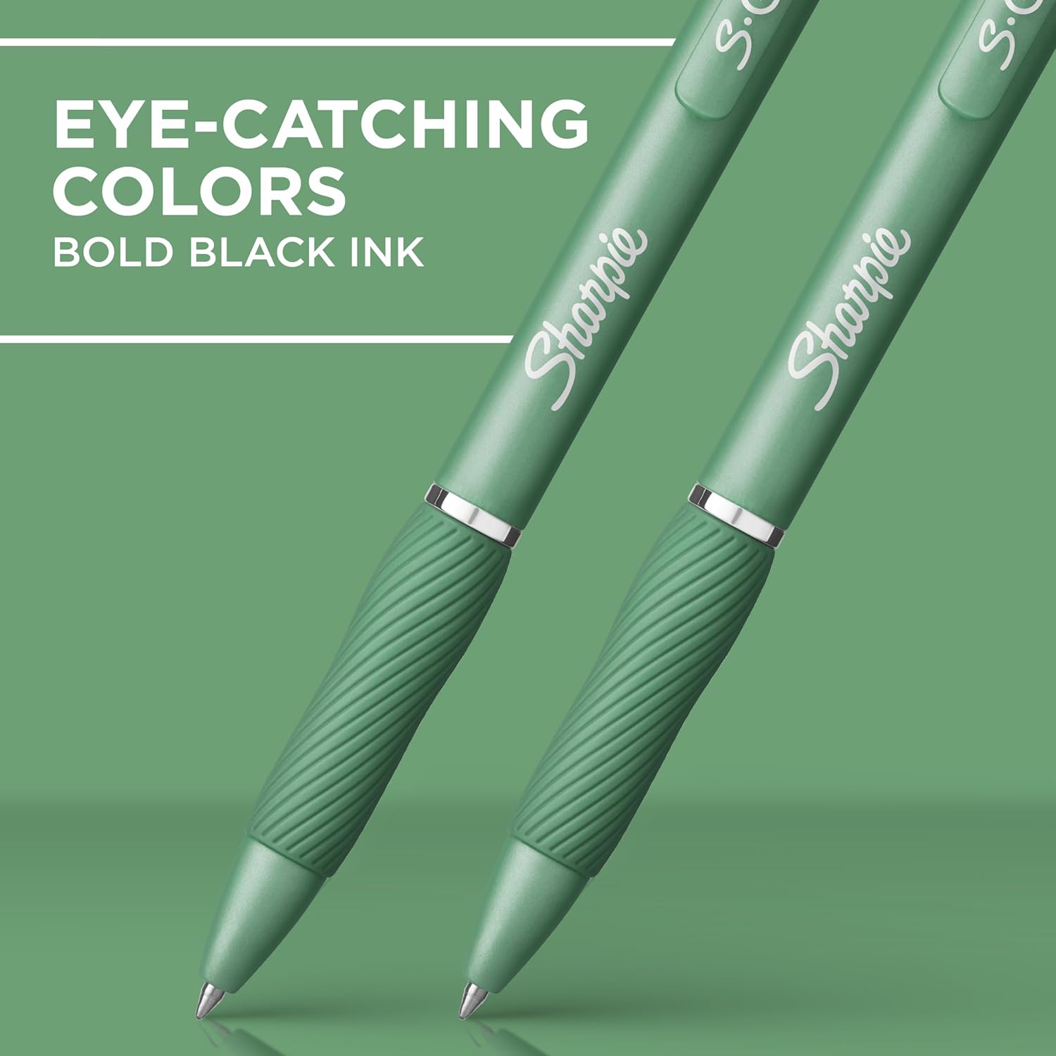 Sharpie_S-Gel_Gel_Pens,_Green_Barrel,_Black_Ink,_Medium_Point_(0.7mm),_4_Count_-_For_Home,_Office,_College,_Journaling,_Drawing,_Note-Taking,_Writing