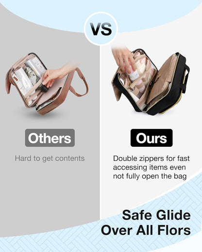 BAGSMART_Toiletry_Bag_Hanging_Travel_Makeup_Organizer_with_TSA_Approved_Transparent_Cosmetic_Bag_Makeup_Bag_for_Full_Sized_Toiletries,_Medium-Black
