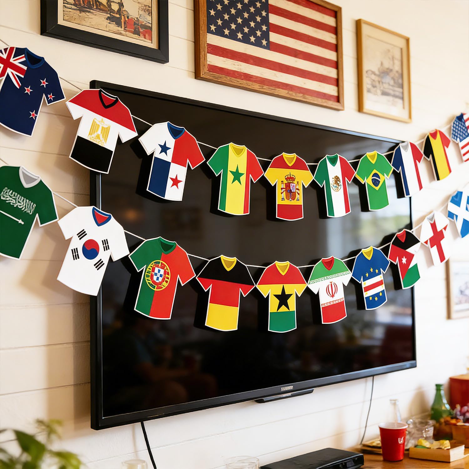 World_Cup_Soccer_Jersey_Bunting_42_Jersey-Shaped_Pennant_Banner,_Game_Day_Decorations,_Soccer_Fan_Garland_for_World_Cup_Party,_Soccer_Birthday,_Tailgate,_BBQ,_Man_Cave,_Outdoor_Sports_Events
