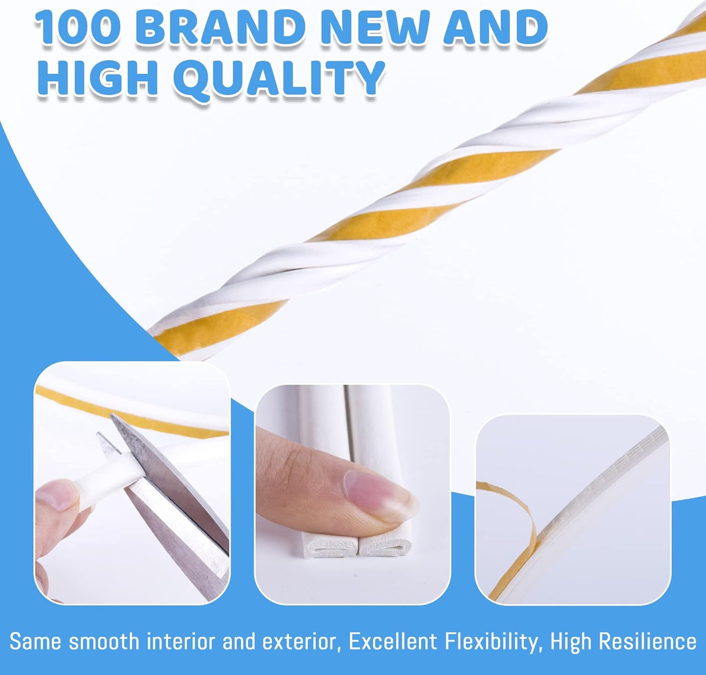 CloudBuyer_Door_&_Window_Weather_Stripping,_Soundproof_Insulation_Seal_Strip_with_Self-Adhesive_Rubber_Collision_Protection,_16.5_Ft_(White)