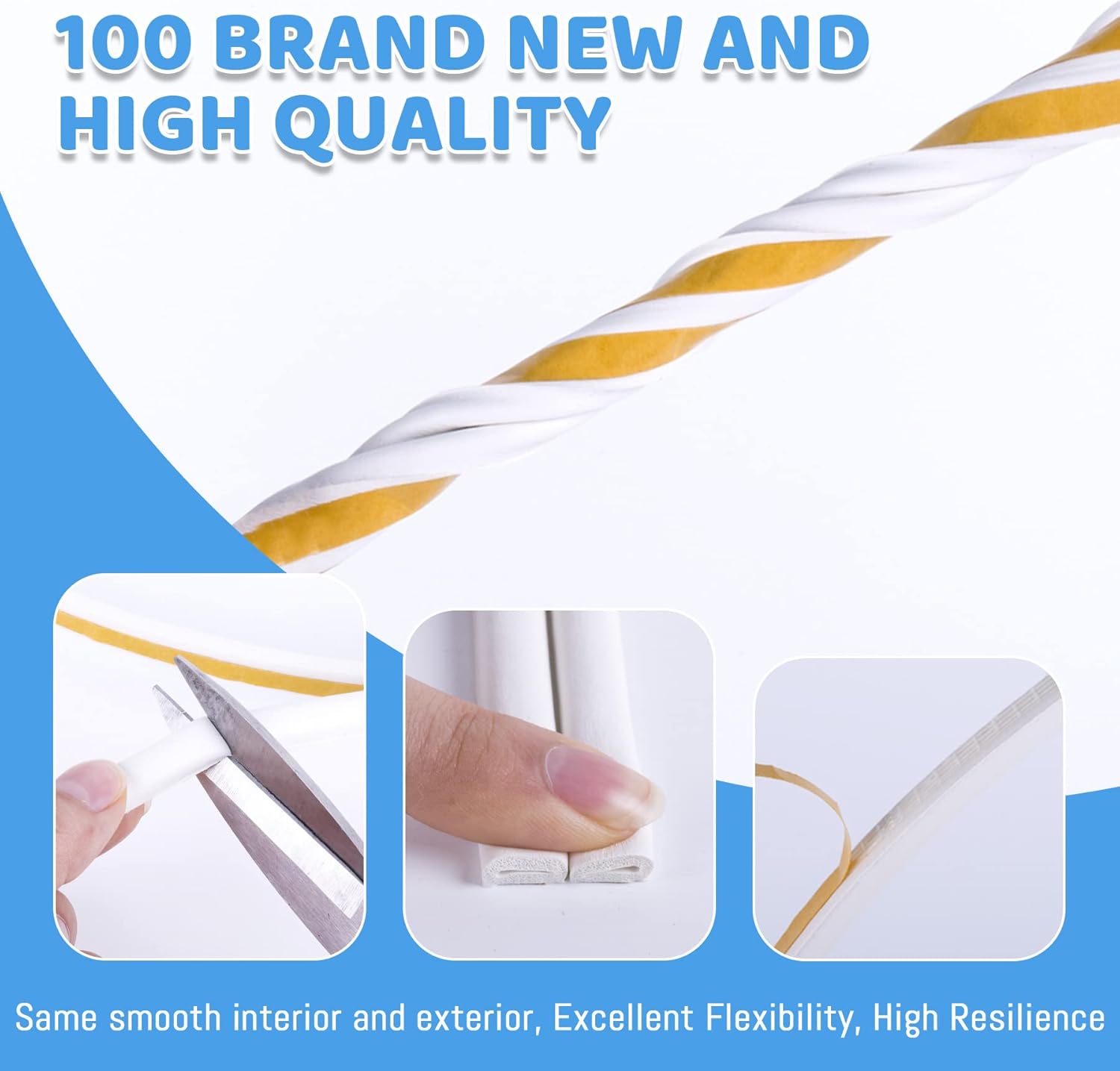 CloudBuyer_Door_&_Window_Weather_Stripping,_Soundproof_Insulation_Seal_Strip_with_Self-Adhesive_Rubber_Collision_Protection,_16.5_Ft_(White)
