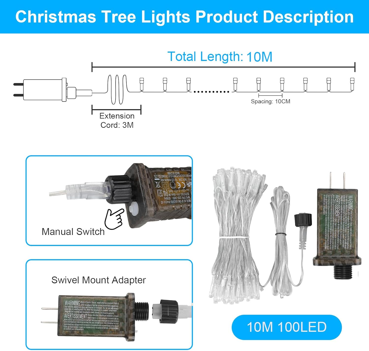 33_FT_100LEDs_Christmas_Lights_Plug_in,Outdoor_Indoor_Connectable_Fairy_Lights_with_Timer_and_8_Modes,Christmas_Tree_Lights_for_Garden_Party_Wedding_Christmas_Decoration(Warm_White)