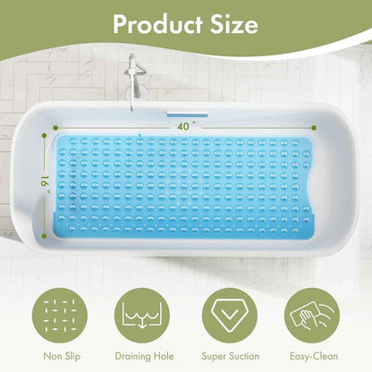 AmazerBath Shower Mat Non Slip 40 x 16 Inches, Bathtub Mat Shower Stall Mats with Suction Cups and Drain Holes, Non Slip Bath Mat for Tub for Elderly & Kids