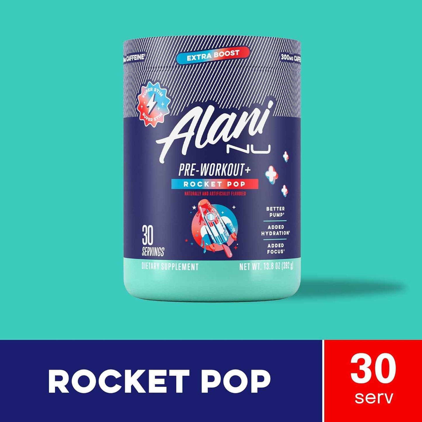 Alani Nu Pre Workout+ Powder, Extra Boost, Sugar Free, 300mg Caffeine, L-Theanine, Beta-Alanine, Citrulline, 30 Servings