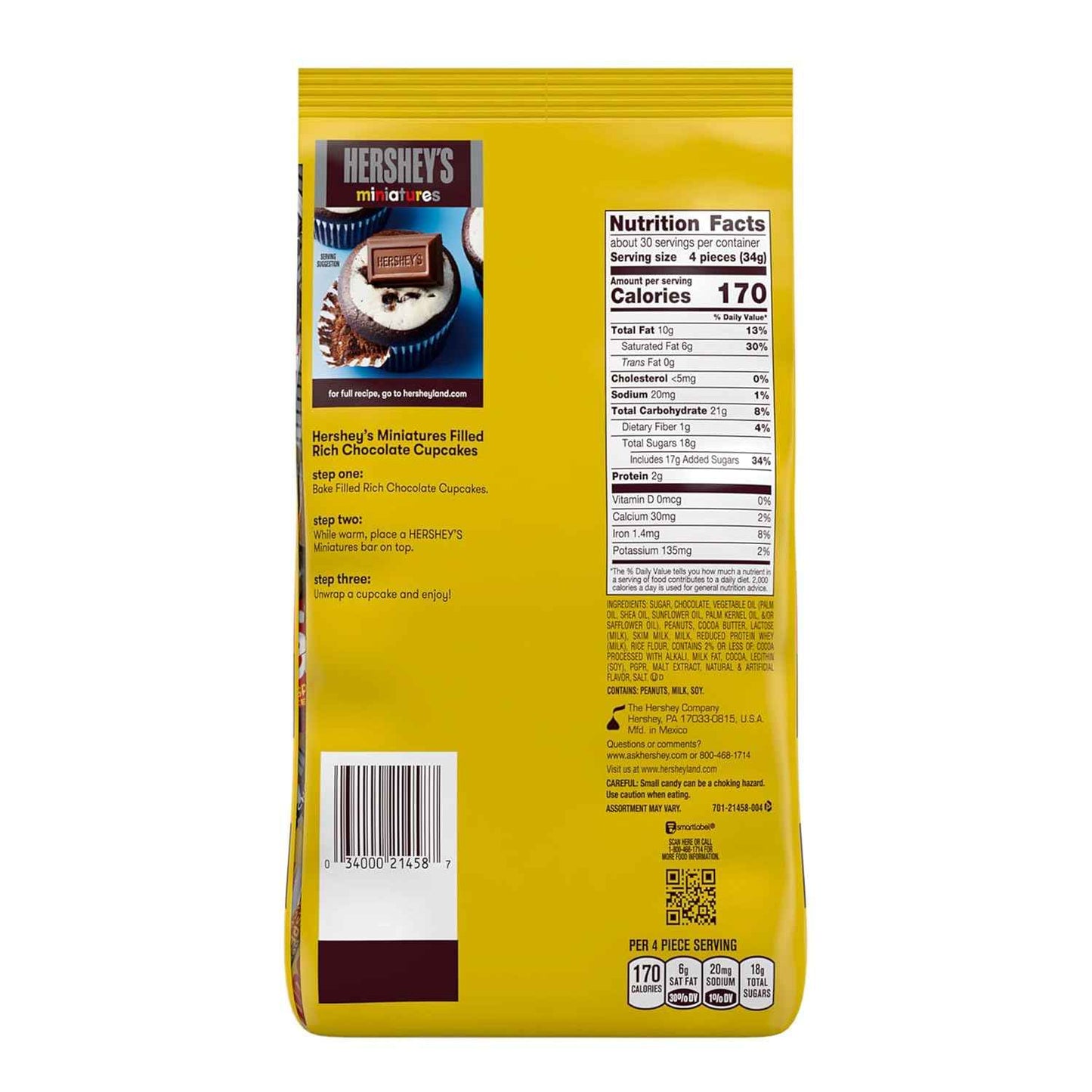 HERSHEY'S Miniatures Assorted Chocolate Candy Party Pack, 35.9 oz, Easter Basket Stuffers