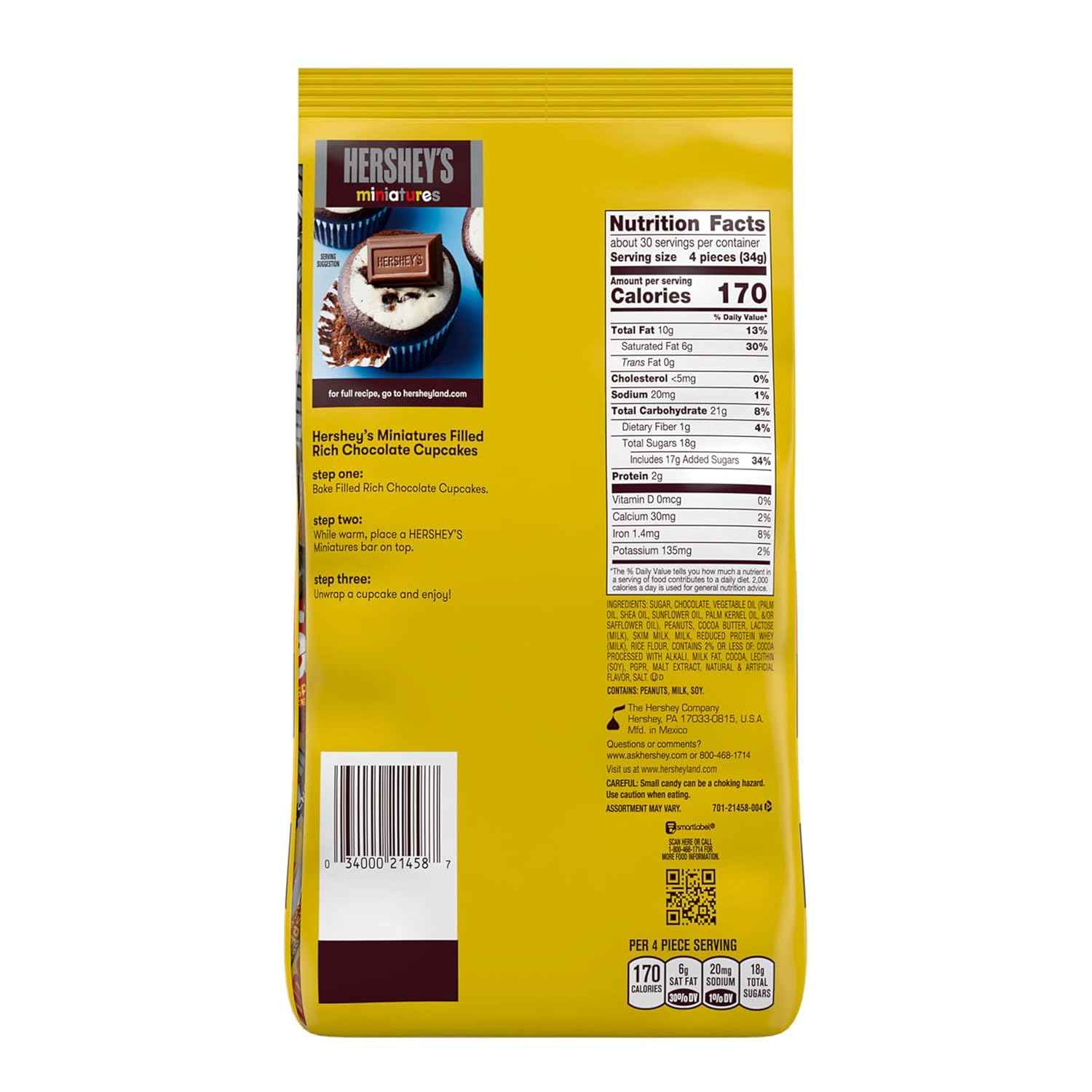 HERSHEY'S Miniatures Assorted Chocolate Candy Party Pack, 35.9 oz, Easter Basket Stuffers