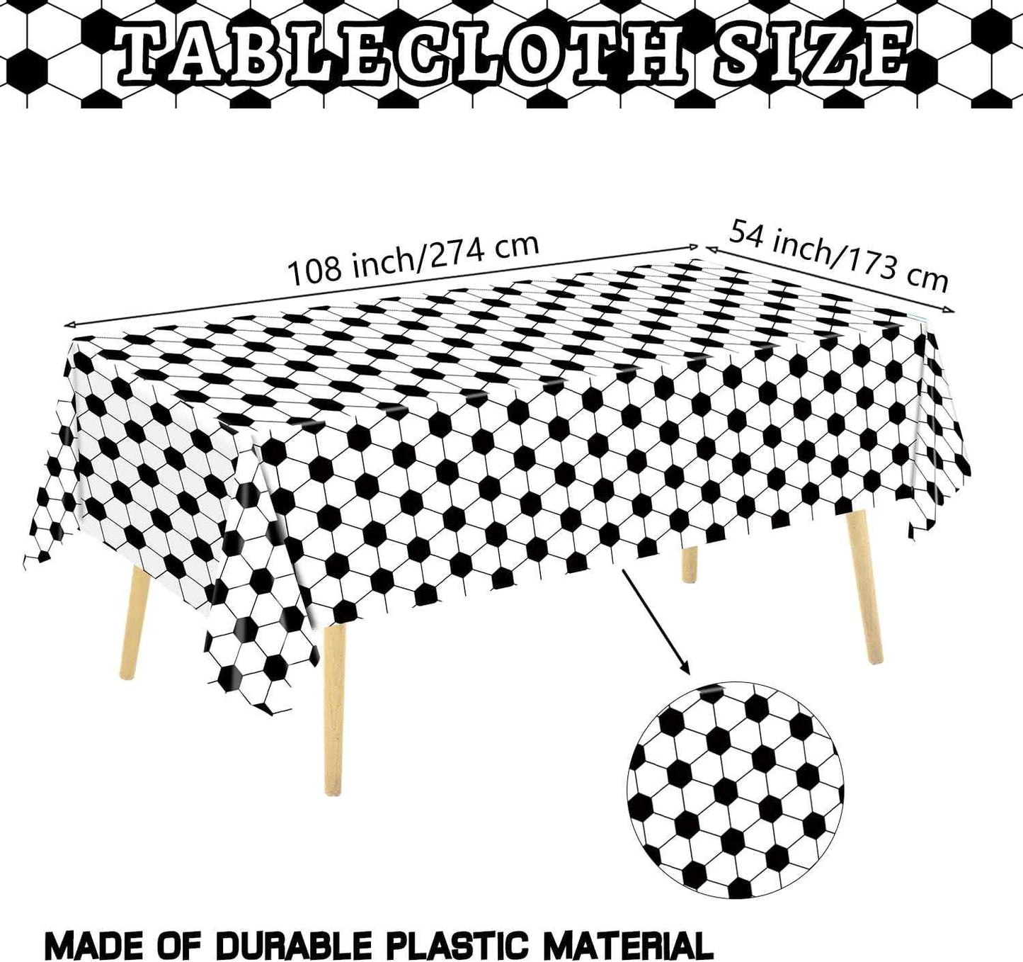 QIYANPAX 4 Pieces Soccer Tablecloths - Soccer Birthday Party Decorations Soccer Table Cloth Soccer Tablecloth Plastic Table Cover for Sports Soccer Theme Party Decorations, 54 x 108 Inch