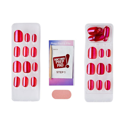 KISS_colorFX_by_imPRESS_Press_On_Nails_,_‘Floating’,_Solid_Red_with_Pearlescent_Finish,_Short_Oval,_IMPROVED_adhesive,_Includes_30_Fake_Nails,_Prep_Pad,_1_Manicure_Stick,_1_Mini_Nail_File