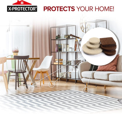 Felt_Furniture_Pads_X-PROTECTOR_133_PCS_Premium_Furniture_Pads_-_Felt_Pads_Furniture_Feet_Best_Wood_Floor_Protectors_-_Protect_Your_Hardwood_&_Laminate_Flooring!_Brown_and_Beige