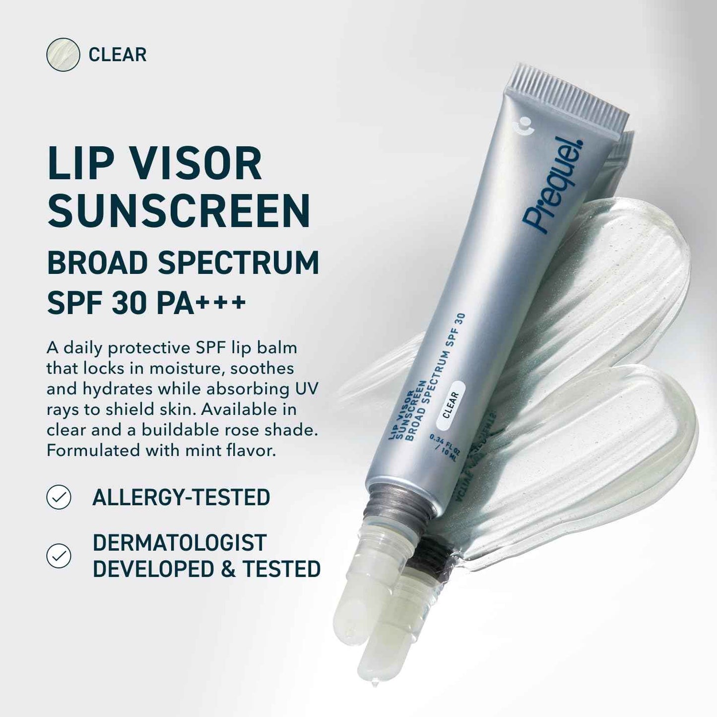 Prequel Skin Lip Visor. Mint Flavored with Non-Sticky Finish – Moisturizing Semi Gloss Balm Sunscreen for Daily Use - 2 Pack