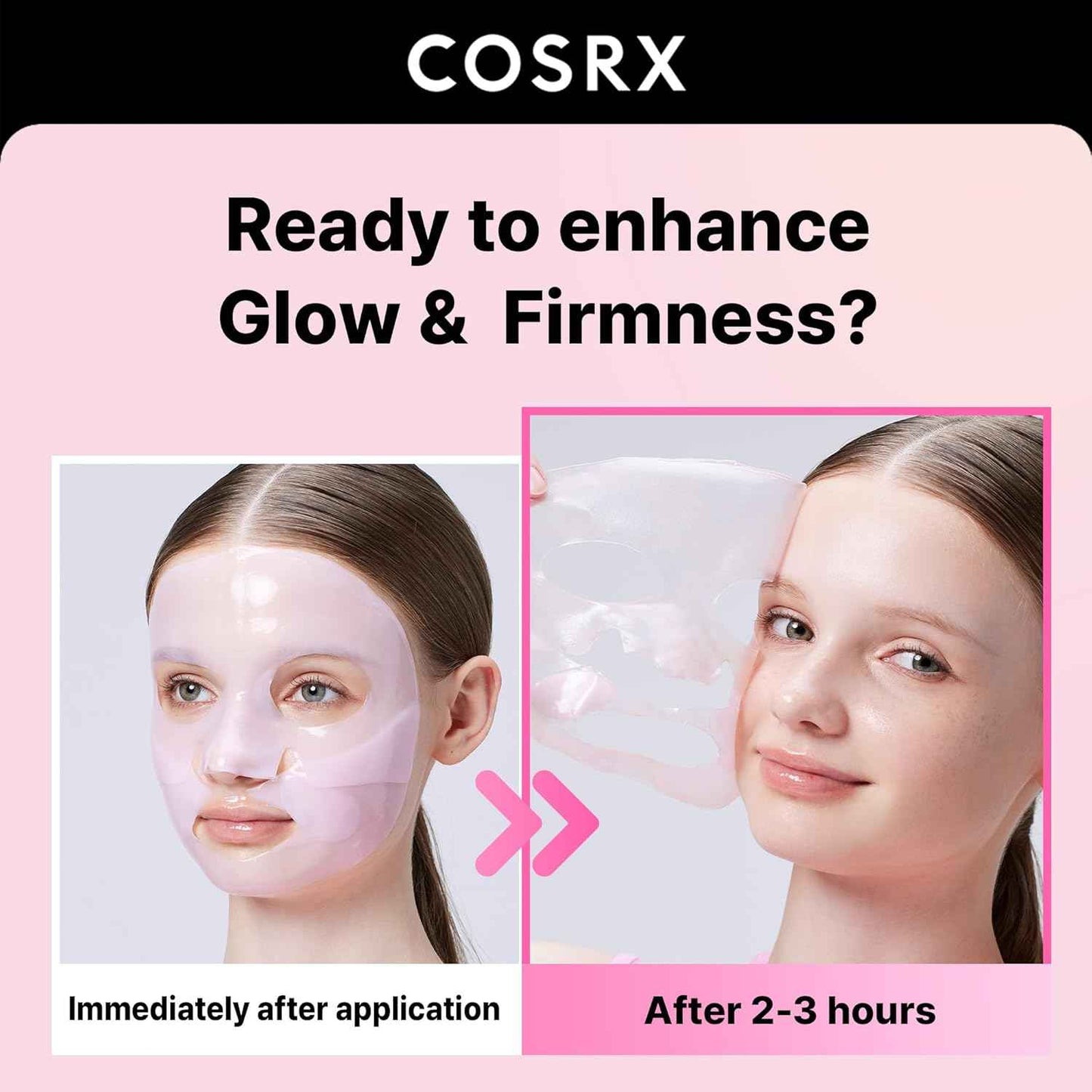 COSRX Pink Collagen Lifting Glow Hydrogel Face Masks Skincare, Collagen Face Mask, Travel Essentials, Overnight Face Mask, Korean SkinCare
