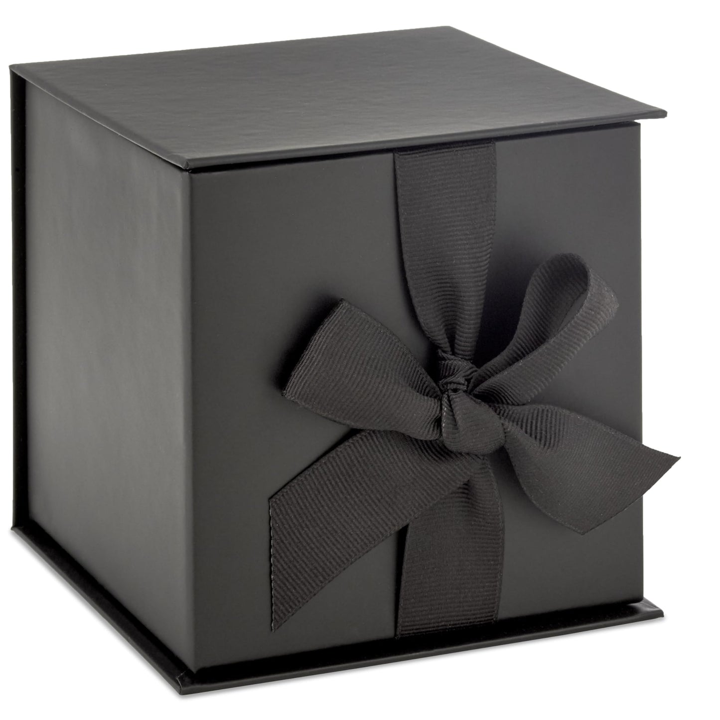 Hallmark Small Gift Box with Bow and Shredded Paper Fill (Black 4 inch Gift Box) for Weddings, Graduations, Birthdays, Father&amp;#39;s Day, Groomsmen Gifts, All Occasion