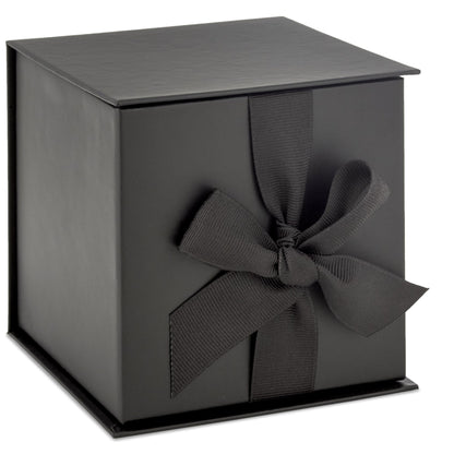 Hallmark Small Gift Box with Bow and Shredded Paper Fill (Black 4 inch Gift Box) for Weddings, Graduations, Birthdays, Father&amp;#39;s Day, Groomsmen Gifts, All Occasion