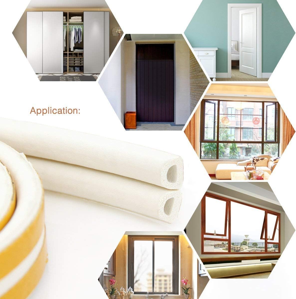 CloudBuyer_Door_Weather_Stripping,_Soundproof_Insulation_Seal_Strip_for_Windows_with_Self-Adhesive_Protection_(White,_33Ft)