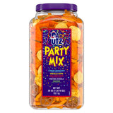 Utz Party Mix - 26 Ounce Barrel Tasty Snack Includes Corn/Nacho Tortillas, Pretzels, BBQ Corn Chips and Cheese Curls, Easy Quick Snacks, Cholesterol Free Trans-Fat
