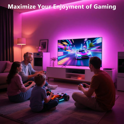 PANGTON_VILLA_Led_Strip_Lights_8.2ft/14.3ft_for_40-60in/65-75in_TV,_USB_LED_TV_Backlight_Kit_with_Remote_-_16_Color_5050_LEDs_Bias_Lighting_for_HDTV