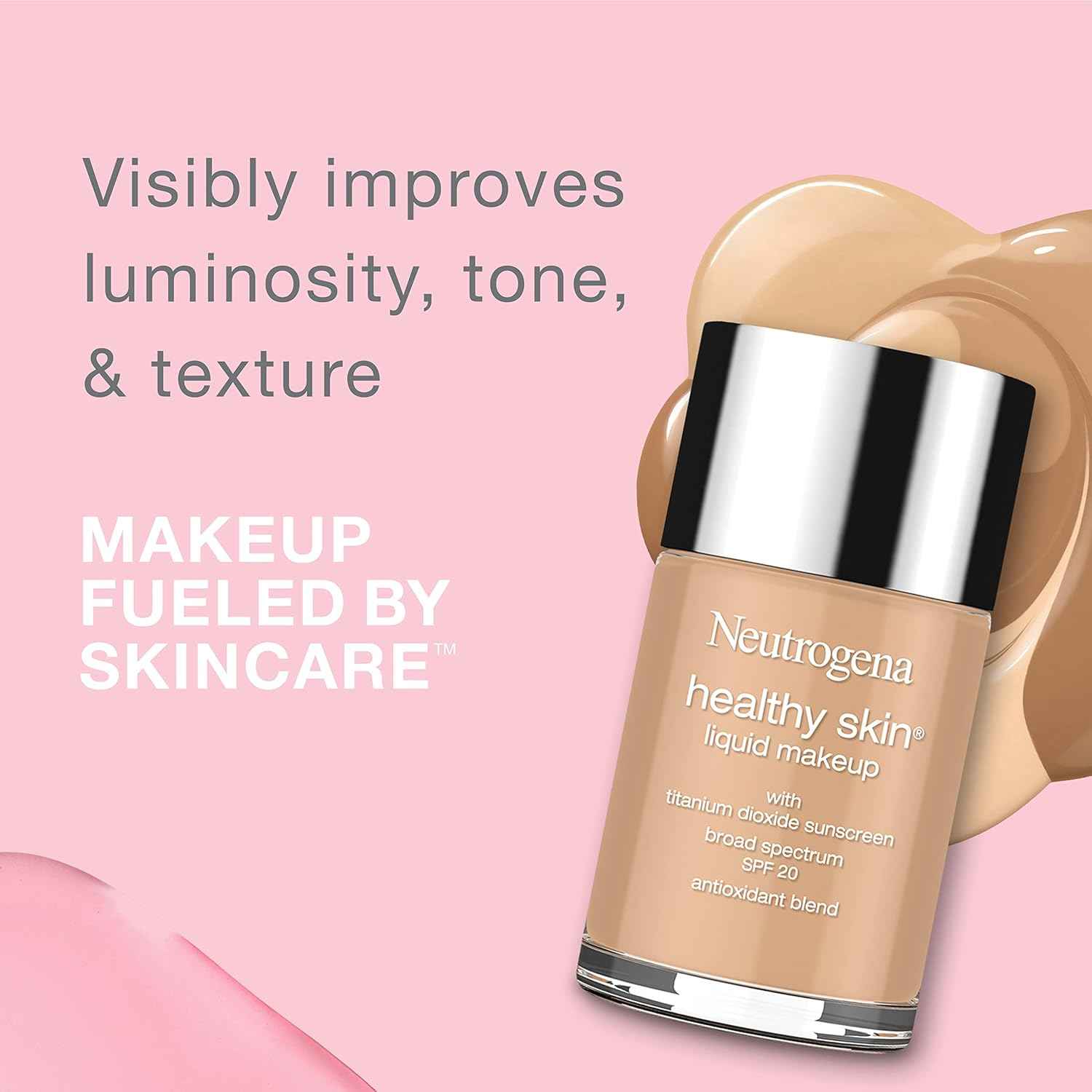 Neutrogena Healthy Skin Liquid Foundation Makeup with Broad Spectrum SPF 20 Sunscreen, Lightweight, Medium Coverage Makeup with Sunscreen and Pro-Vitamin B5