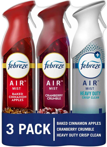 Febreze Air Mist Air Freshener Spray, Odor-Fighting Room Spray for Home, Bathroom, & Kitchen, Holiday Scents