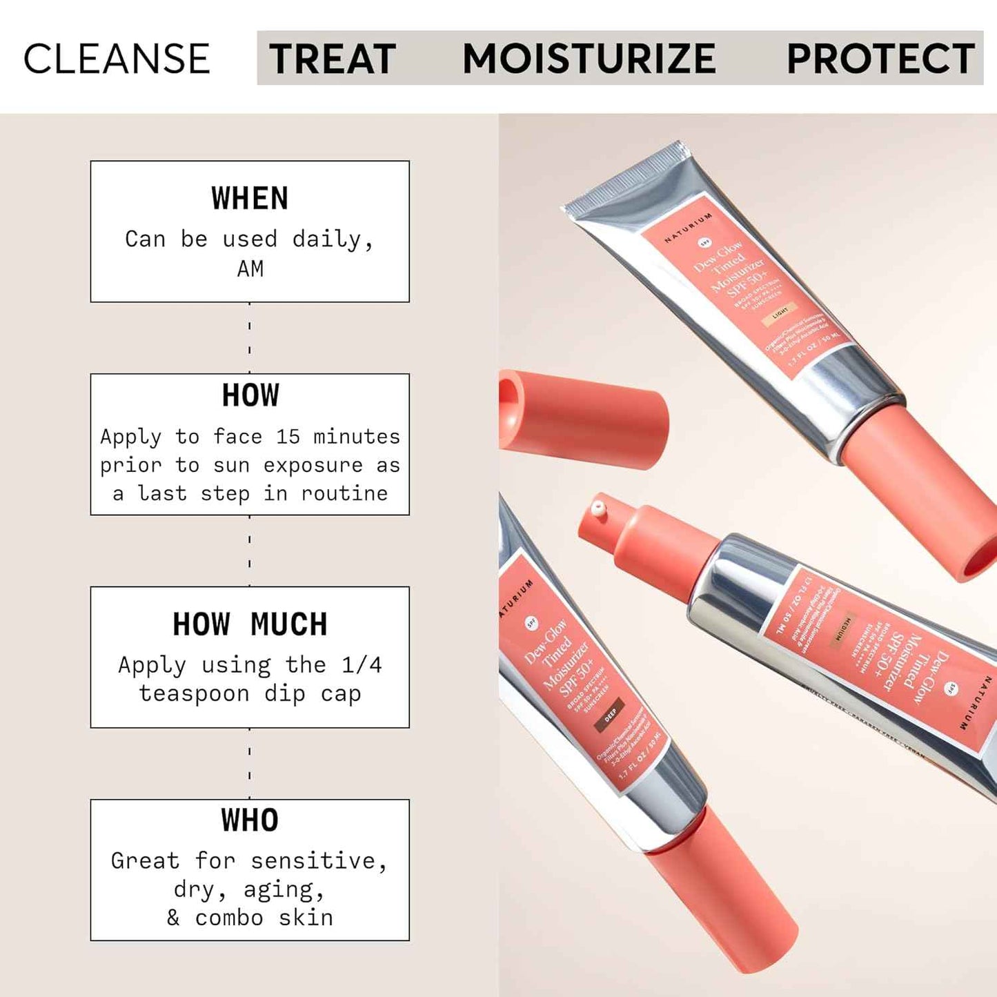 Naturium Dew-Glow Tinted Moisturizer SPF 50+, Daily Moisturizing Sunscreen & Face Primer with Tint, Skin Protector with Dewy Finish, 1.7 oz