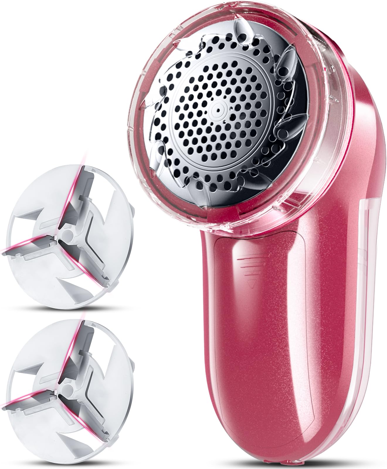Fabric Shaver, Lint Remover, Bymore Lint Shaver Defuzzer Sweater Shaver for Clothes and Furniture AC Adapter or Battery Operated Pill Fuzz Remover (Bright Red)
