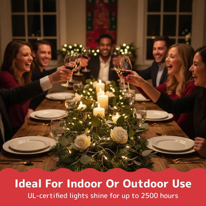 PREXTEX_10_Ft_String_Lights_with_Christmas_Tree_Light_Warm_White_-_Indoor/Outdoor_Decor_-_50_Count_Christmas_Lights_for_Holidays_-_Xmas_Light_on_White_Wire_-_Multi-Strand_Connectable