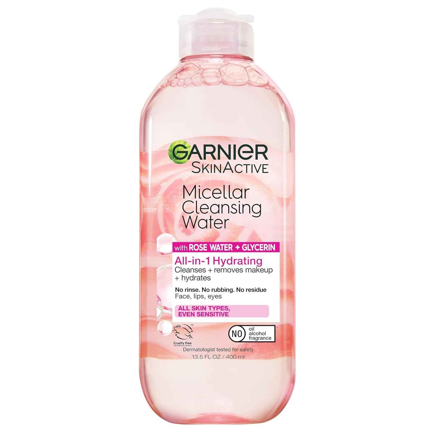 Garnier Micellar Water with Rose Water and Glycerin, Hydrating Facial Cleanser & Makeup Remover, For All Skin Types, Vegan, Cruelty Free