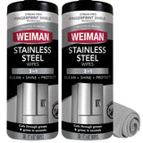 Weiman Stainless Steel Cleaner & Polish Kit, Wipes & Cloth, Anti-Fingerprint, Removes Grease, Water Spots, Streaks & Residue, Polishing Cleaner Safe for Appliances, Chrome, Sinks & Grill Exteriors