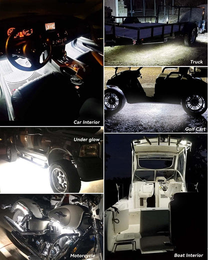 12V_Led_Light_Strip_24"_Connectable_White/Red/Green/Pink/Yellow/Blue/Ice_Blue_Led_Strip_Lights_for_Cars_Golf_Cart_Motorcycle_Boat_Trucks_Waterproof_Interior&_Exterior,_4Pack