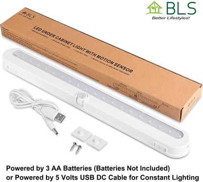 BLS_T01L_LED_Closet_Light,_Super_Bright_20_LED_Under_Cabinet_Lighting_Battery_Powered/DC_Input_Wireless_Motion_Sensing_Light,_Auto_On_Off_Switch,_Motion_Sensor_&_Light_Sensor,_Light_Beam_Adjustable