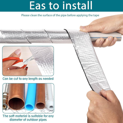 Pipe_Wrap_Insulation_-_33_ft_Outdoor_Pipe_Foam_Insulation_Tape_Self_Adhesive_for_Winter_Freeze_Protection_Insulation_Wrap_-_Aluminum_Foil_Finish-2"_x_33FT
