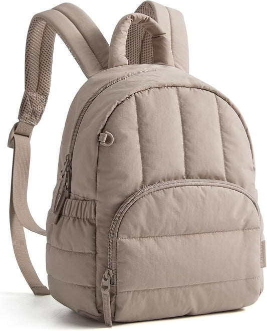 BAGSMART_Mini_Backpack_for_Women,_Lightweight_Puffer_Small_Backpack_Purse,_Quilted_Casual_Travel_Daypack,_Cute_Water-Resistant_Bookbag_for_Daily,_Brown