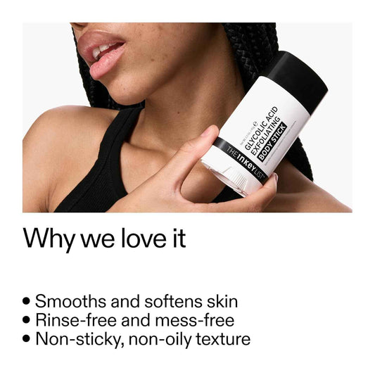 The INKEY List Glycolic Acid Exfoliating Body Stick - Deep Exfoliation for Rough, Bumpy Skin, Fragrance Free, Targets KP & Ingrown Hairs, Suitable For All Skin Types