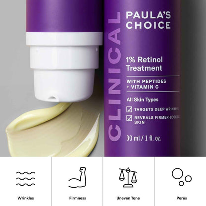 Paula's Choice CLINICAL 1% Retinol Face Treatment with Peptides, Vitamin C & Licorice Extract, Anti-Aging Skin Care Serum, Fine Lines & Wrinkles, Fragrance Free
