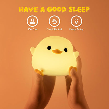 UNEEDE_LED_Cute_Bean_Duck_Night_Light,_DoDo_Duck_Silicone_Nursery_Night_Light_Squishy_Dimmable_Rechargeable_Table_Bedside_Lamp_with_Touch_Sensor_for_Bedrooms,_Living_Room_Unique_Dorm_Decor_Gift_Toy