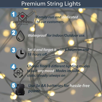 QBIS_Outdoor_Christmas_Lights_-_Fairy_Lights_Battery_Operated_with_Small_Warm_White_LEDs,_Green_Wire,_Multifunction,_6hr_Timer,_Indoor/Outdoor_Battery_Operated_String_for_Wreath,_Garland_or_Tree