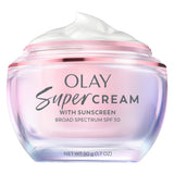 Olay Super Cream with Sunscreen SPF 30, Lightweight Face Moisturizer with Sun Protection, 5-in-1 Skin Care Benefits - Hydrating, Brightening, Firming - Niacinamide, Vitamin C, Collagen Peptide