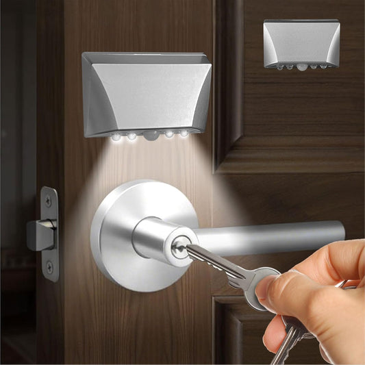 Silver_Motion_Sensor_Keyhole_Light_-_Automatic_on/Off_Infrared_LED,_Suitable_for_Front_Doors,_corridors,_Stairs_in_The_Dark_|_3-Way_Installation_（Magnetic_Suction、Adhesive_and_Screw）