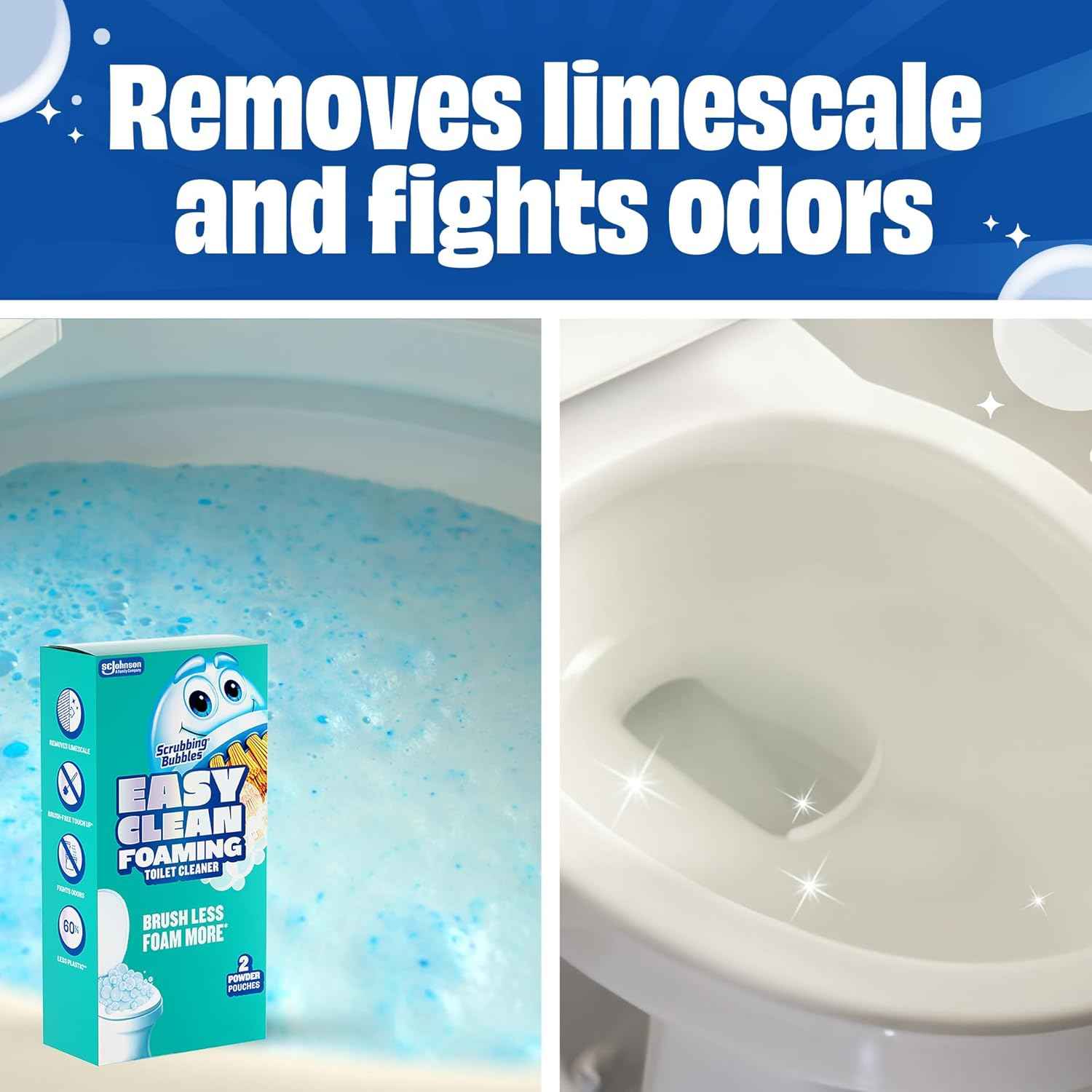 Scrubbing Bubbles Easy Clean Foaming Toilet Bowl Cleaner, Easy Drop In Powder Pouches