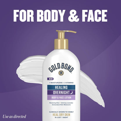 Gold_Bond_Healing_Overnight_Body_&_Face_Lotion_for_Dry_Skin,_Nongreasy_Moisturizer_with_Hyaluronic_Acid,_Aloe_&_Melatonin_Works_While_You_Sleep,_13_oz.