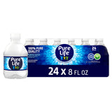Pure Life, Purified Water, 8 Fl Oz, Plastic Bottled Water, 24 Pack