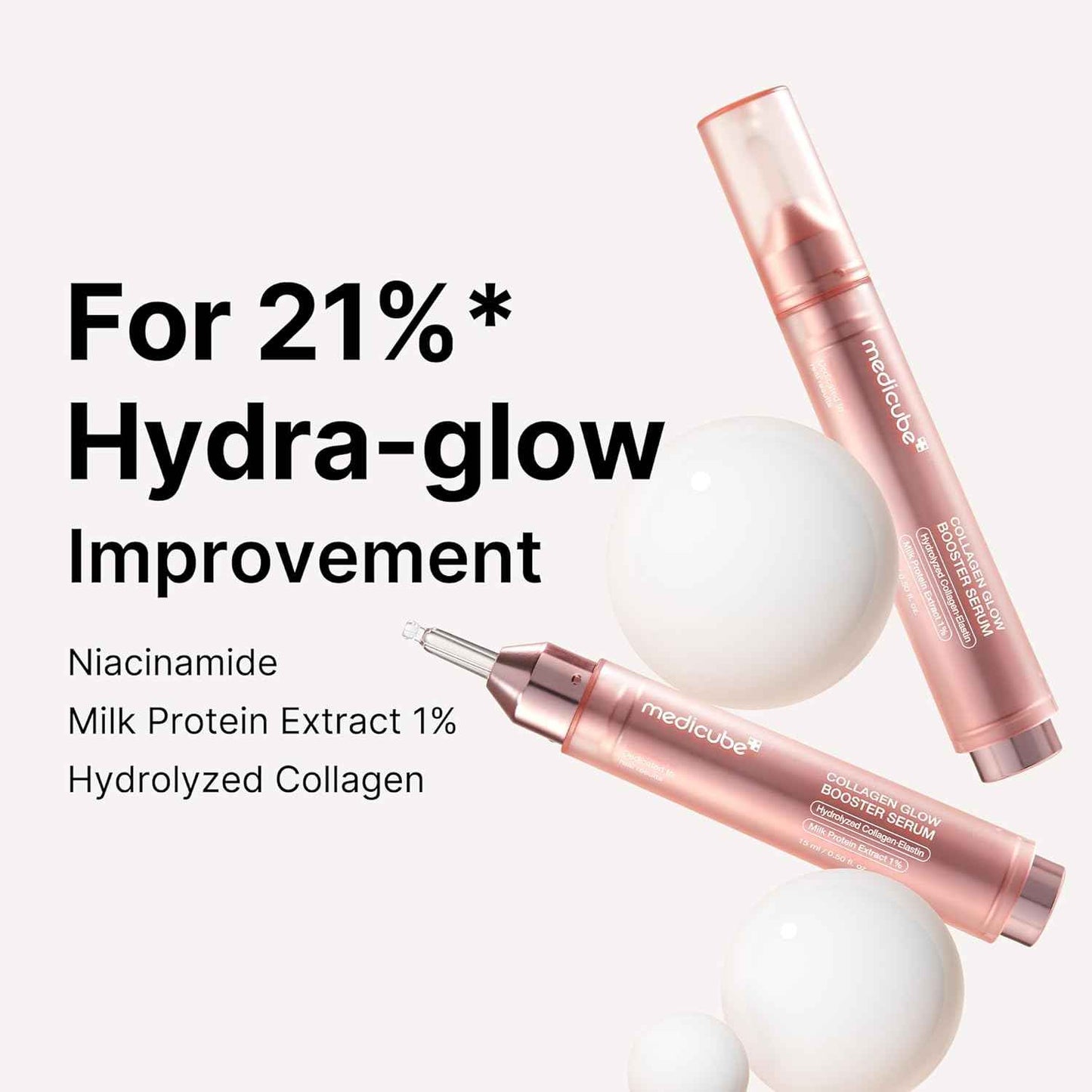 Medicube Collagen Glow Booster Milk Serum - Twist & Click - Radiance & Hydration with Niacinamide, Milk Protein Extract, Hydrolyzed Collagen - Illuminates & Firms Skin - Korean Skin Care, 0.50 oz