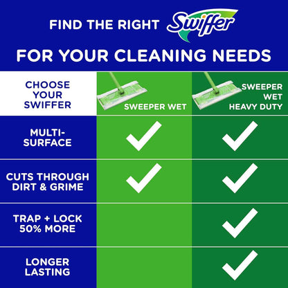 Swiffer Sweep + Mop, Wet Pads Refill, Floor Cleaner for Dirt, Dust, Hair, Cleaning Cloths for Mopping Home, Bathroom, Kitchen, All Purpose Multi-Surface Floor Wipes, Fresh, 24ct