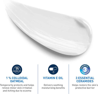 CeraVe Baby Eczema Relief Cream, 1% Colloidal Oatmeal Cream With Vitamin E & Ceramides, Soothes & Calms Itchy Skin, Developed With Pediatric Dermatologist, Fragrance Free, 5oz