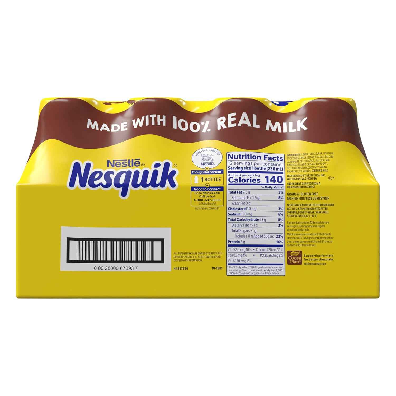 Nesquik Chocolate Lowfat Milk Ready to Drink 12 Pack of 8 fl oz (Packaging May Vary)