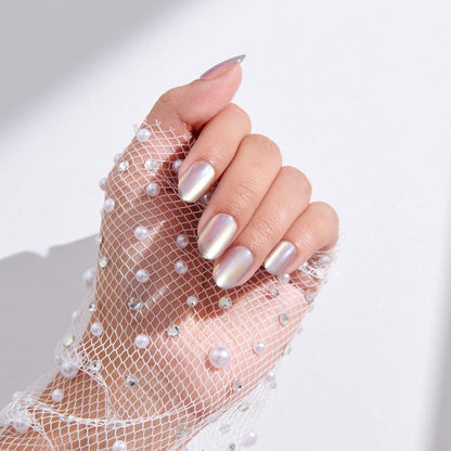 KISS_colorFX_by_imPRESS_Press_On_Nails_,_‘Sour_Love’,_Solid_White_with_Pearlescent_Finish,_Short_Oval,_IMPROVED_adhesive,_Includes_30_Fake_Nails,_Prep_Pad,_1_Manicure_Stick,_1_Mini_Nail_File
